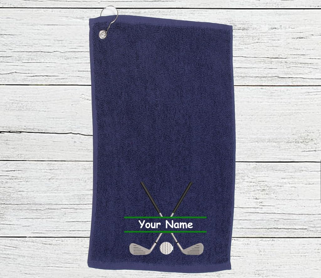 Personalised Golf Towel – Embroidery and Clip 100% Ringspun Cotton Golfing Accessories - Golf Gift