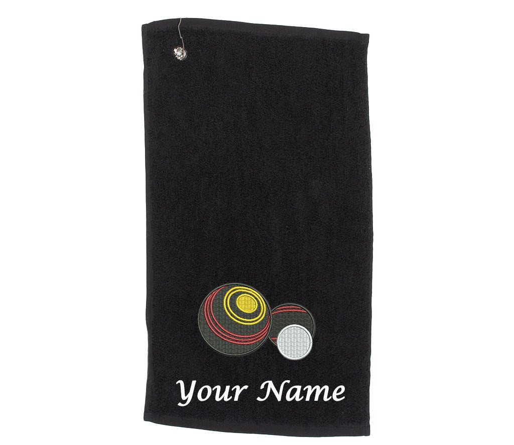 Personalised Lawn Bowls Towel – Embroidery and Clip 100% Ringspun Cotton Lawn Bowls Accessories - Dad Lawn Bowls Gift - Fathers Day Lawn Bowls Gift, Green