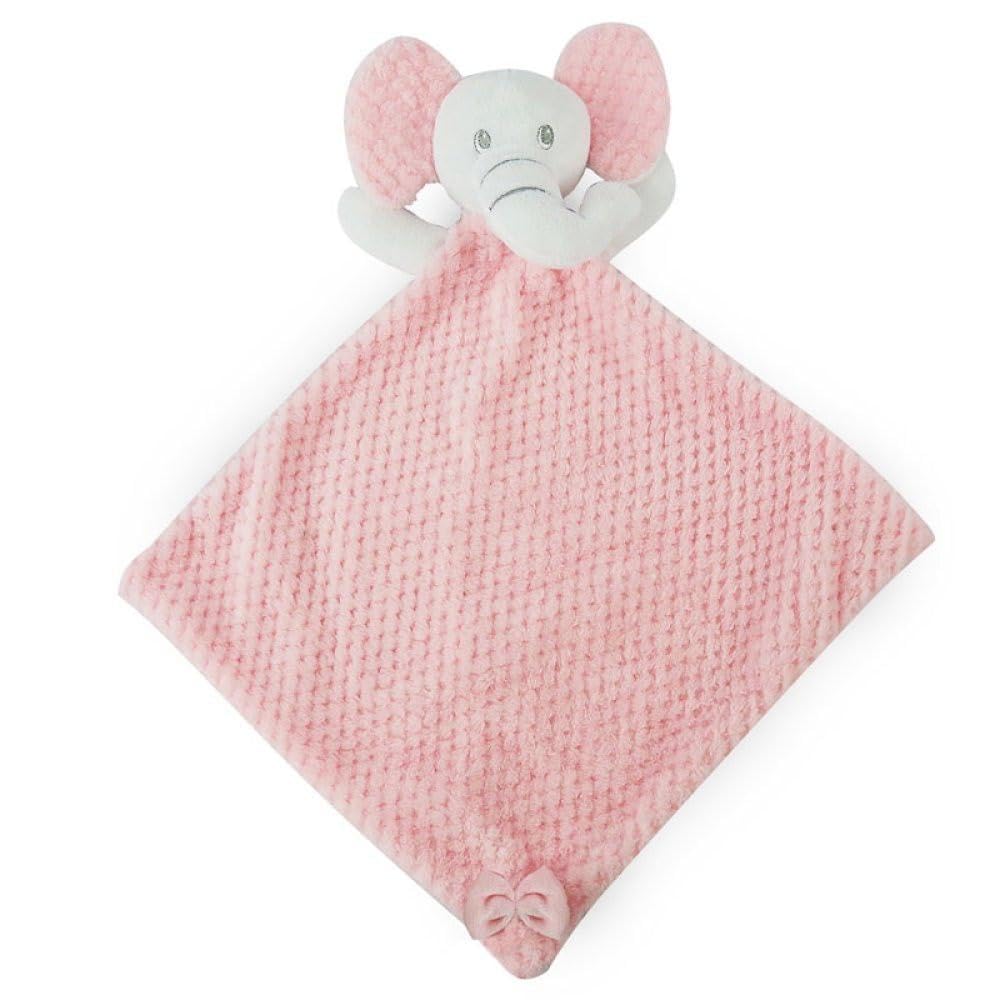 Pink Waffle Elephant Comforter, Soft Security Blanket for Baby