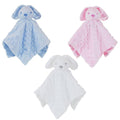 Personalised Baby Soft Touch Satin Silk Bunny Rabbit Comforter Blanket, Security Blankie, Blue Pink White EMBROIDERED WITH A NAME OF YOUR CHOICE