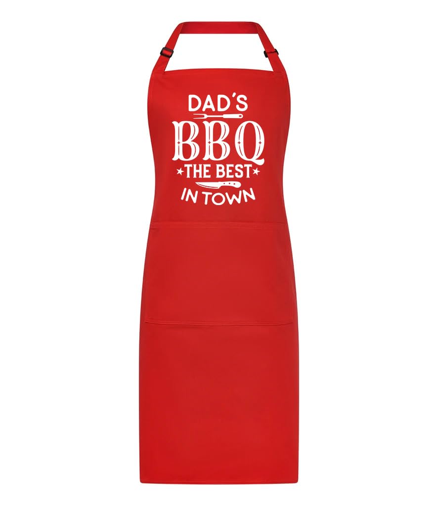 Dads BBQ Apron Novelty BBQ with 2 Pockets Black Apron Dads BBQ The Best In Town