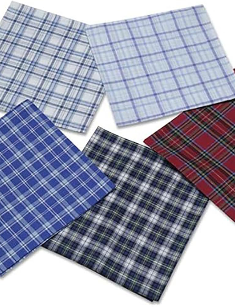 Mens Tartan Handkerchiefs: Personalised Embroidered Name or Initials, Gift Box Set of 3 Hankies - Birthday Christmas.