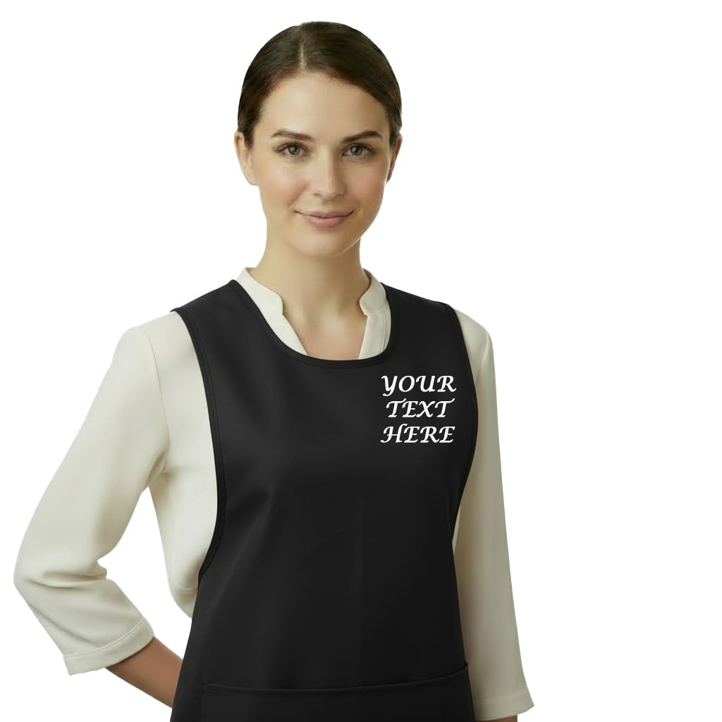 Personalised Custom Embroidered Ladies Pocket Tabard Workwear Bar Cleaning Apron Choice of colours
