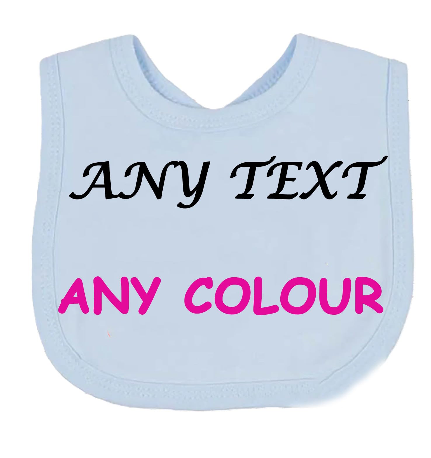 Bespoke Personalised Design Your Own Wording Baby Feeding Bib CHOICE OF COLOURS