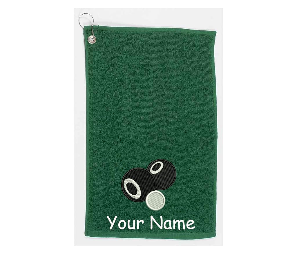 Personalised Lawn Bowls Towel – Embroidery and Clip 100% Ringspun Cotton Lawn Bowls Accessories - Lawn Bowls Gift - Christmas Lawn Bowls Gift.