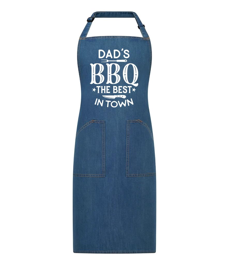 Dads BBQ Apron Novelty BBQ with 2 Pockets Black Apron Dads BBQ The Best In Town