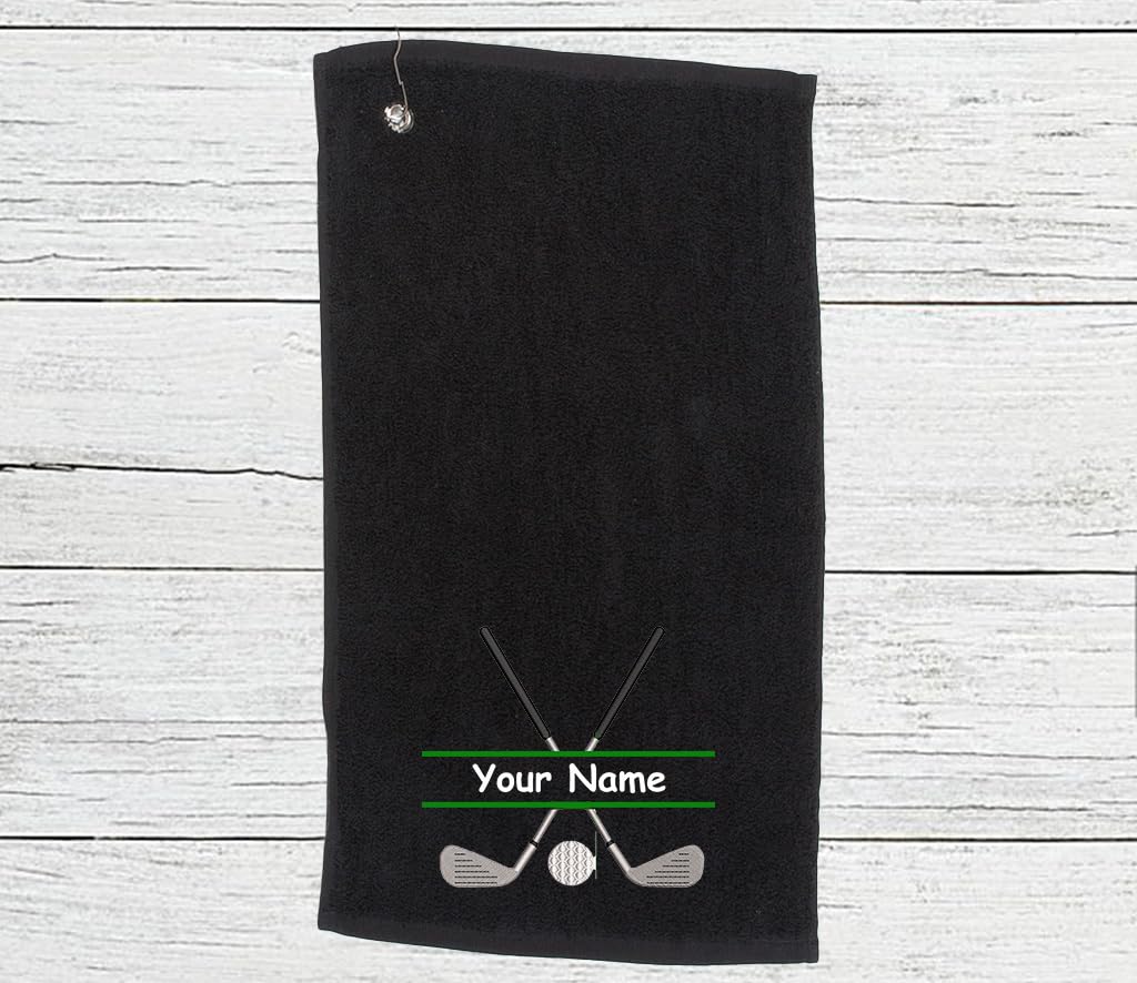 Personalised Golf Towel – Embroidery and Clip 100% Ringspun Cotton Golfing Accessories - Golf Gift
