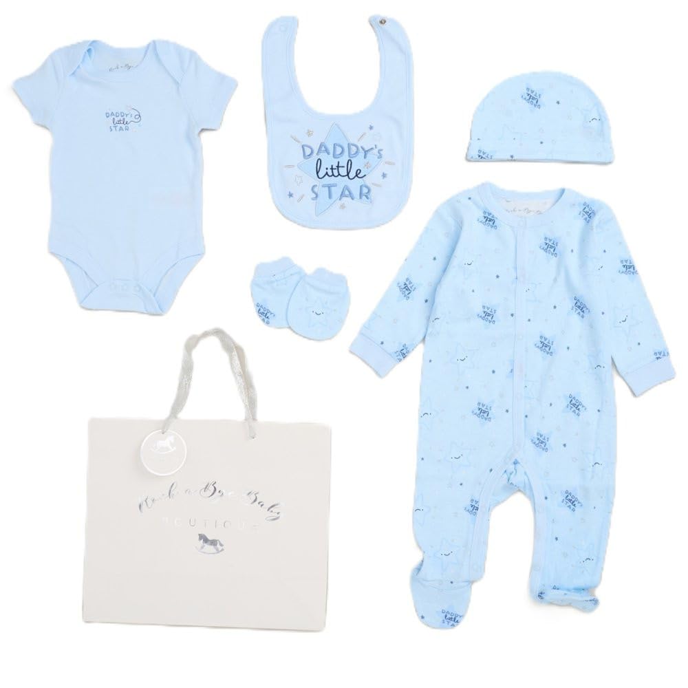 Baby Boys Daddy's Little Star 6 Piece Mesh Bag Gift Set (NB-6 Months)
