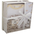 Kris X Kids 4 Piece Luxury Boxed Gift Set, Cream, 0-3 Months, 100% Cotton, Includes Bodysuit, Bib, Teddy, Socks