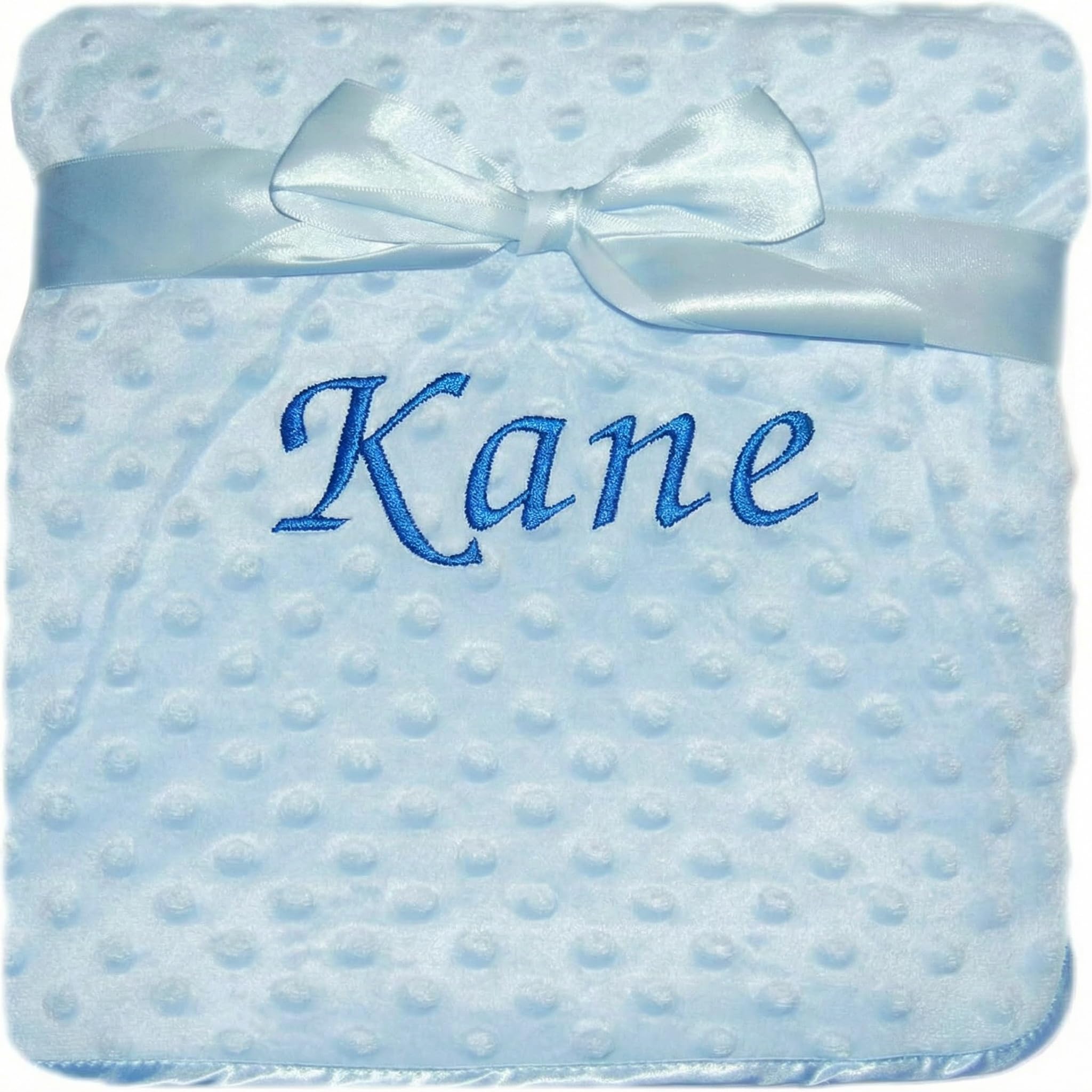 Baby Boy Personalised Blanket Embroidered Name Bobble Blue Bobble Blanket