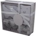 4 Piece Luxury Boxed Gift Set, White, 0-3 Months, 100% Cotton, Includes Bodysuit, Bib, Teddy, Socks