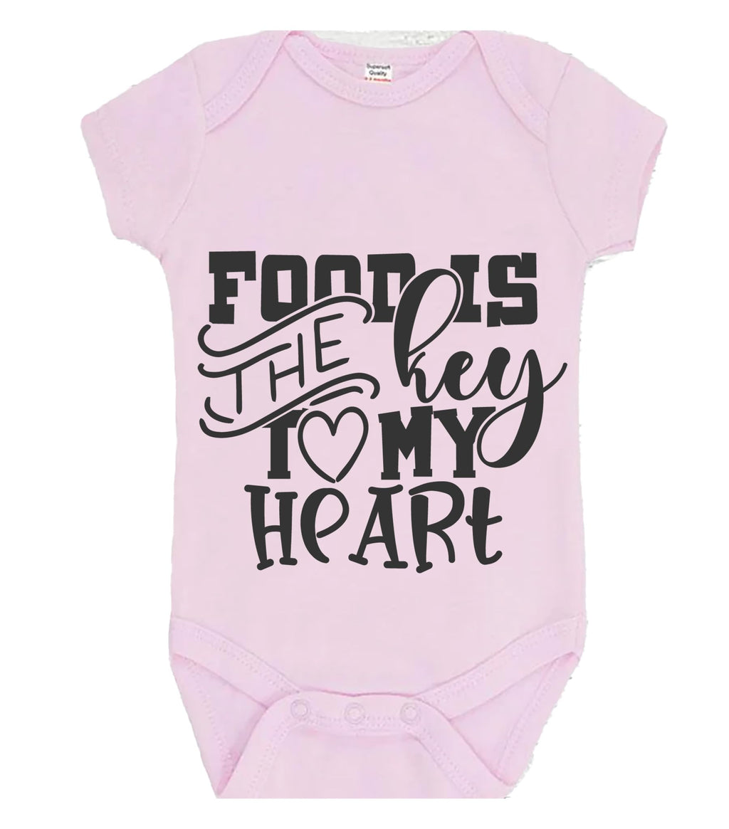 Food Is The Key To My Heart Bodysuit Gift Baby Bodysuit choice of colours