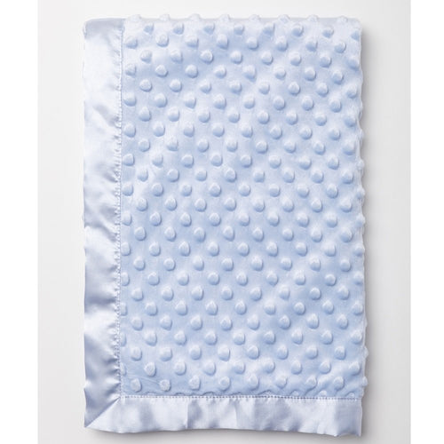 Baby Blanket Soft Bubble Dimple Wrap Satin Edge & Padded Hanger Blue Blanket