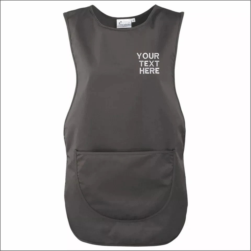 Personalised TABARD Work Wear Embroidered Company TEXT Cleaning Apron GREY