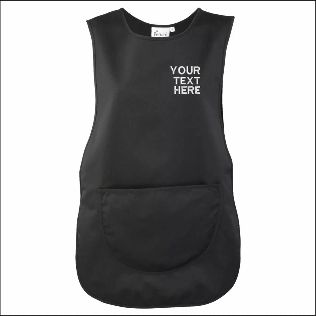 Personalised TABARD Work Wear Embroidered Company TEXT Cleaning Apron Black
