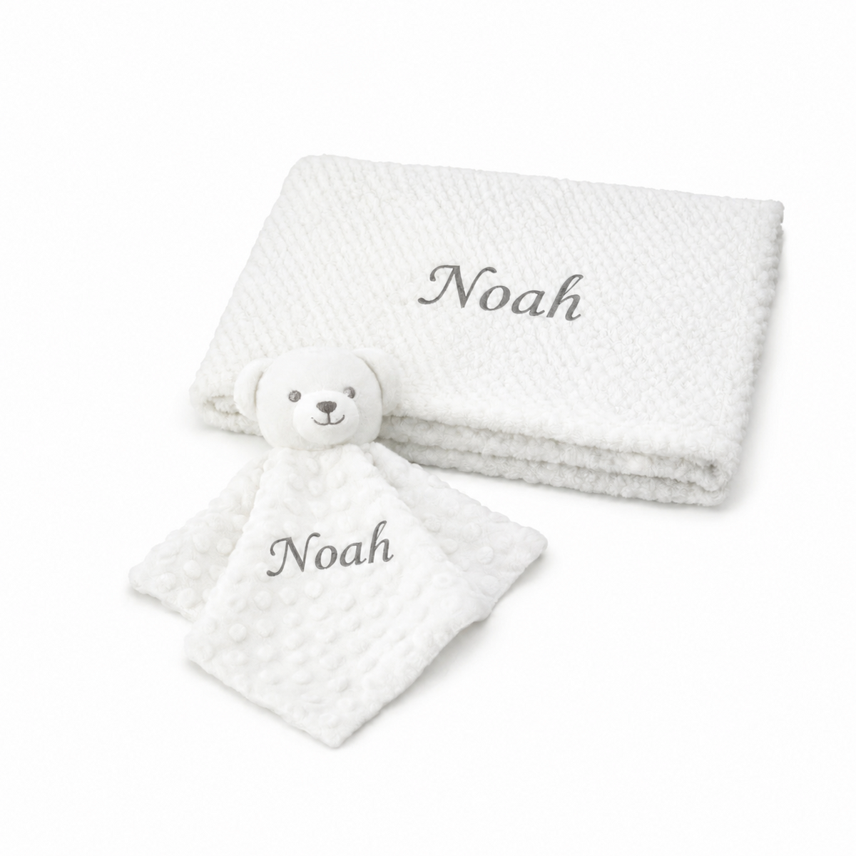 personalised Embroidered Baby Blanket And Comforter Set Bundle Pink ,Blue .White