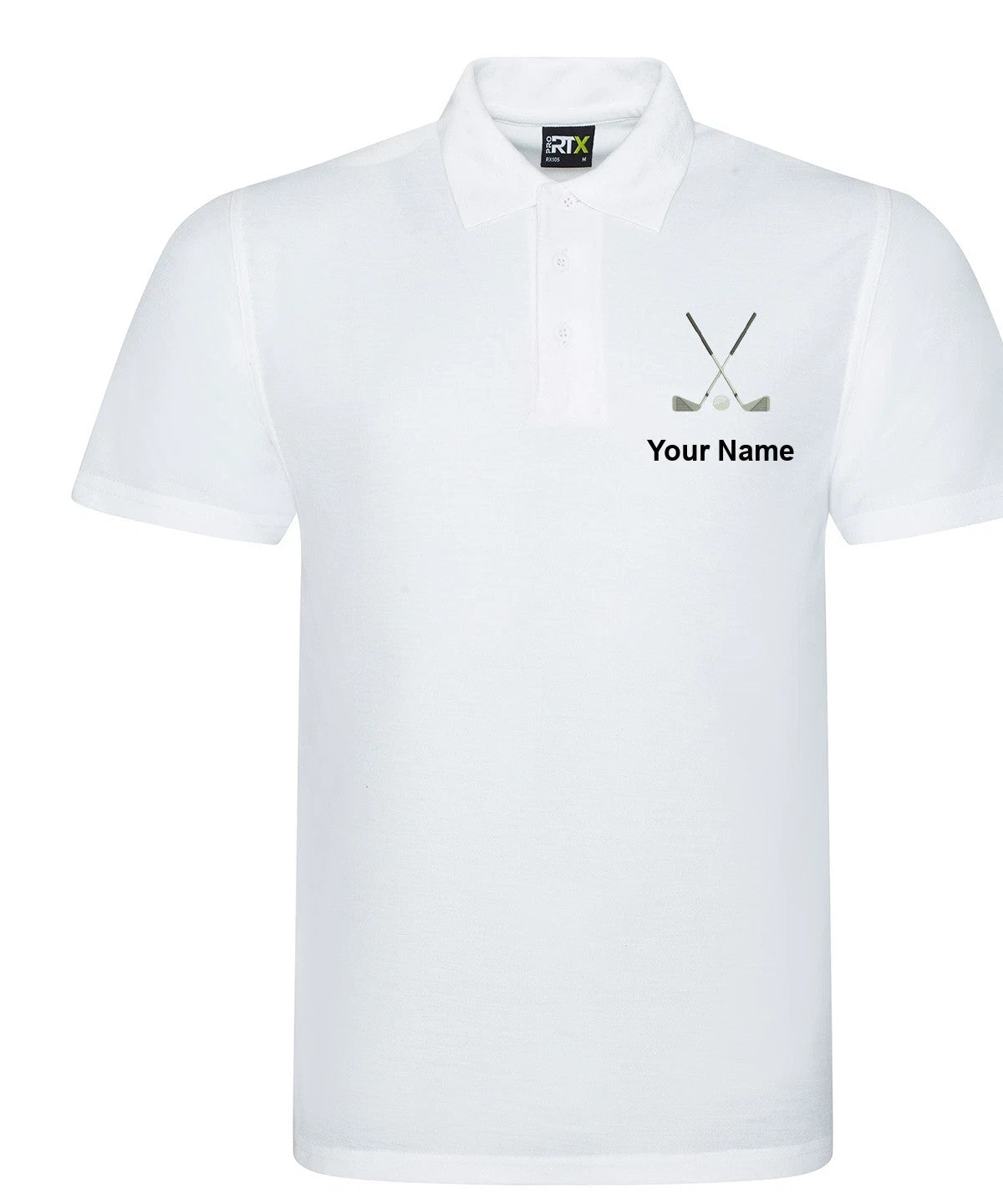 Personalised Golf Polo Shirt embroidered with golf clubs and name or initials