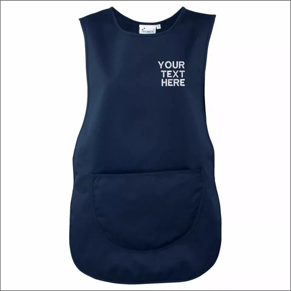 Personalised TABARD Work Wear Embroidered Company TEXT Cleaning Apron NAVY