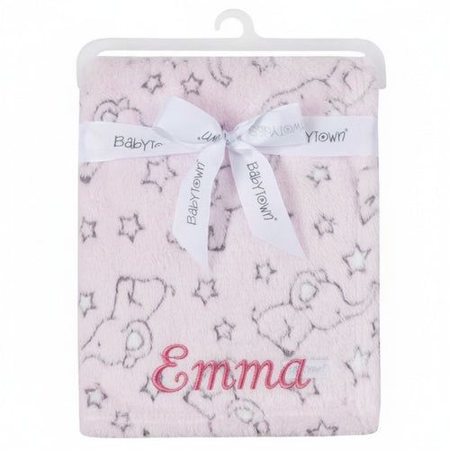 Baby Girl Personalised Elephant Baby Blanket Pink  Any Name  Of Your Choice