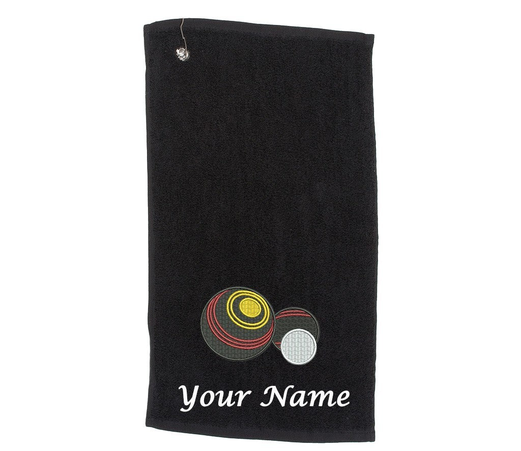 Personalised Embroidered Lawn BOWLING towel 30x50 cm Choice of Colours