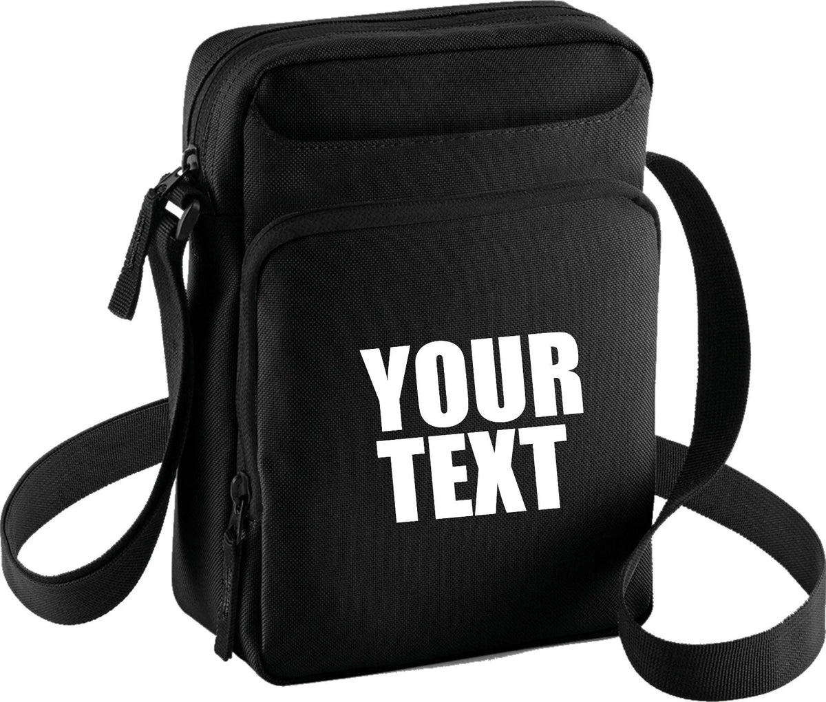Personalised Your Text Body Bag  Shoulder Strap Zip Man Bag