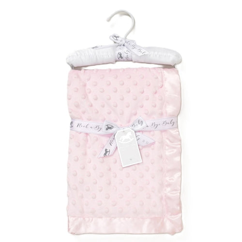 Baby Blanket Soft Bubble Dimple Wrap Satin Edge & Padded Hanger Pink Blanket