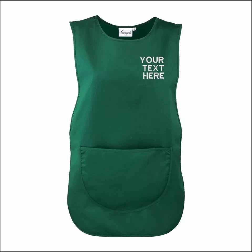 Personalised TABARD Work Wear Embroidered Company TEXT Cleaning Apron GREEN
