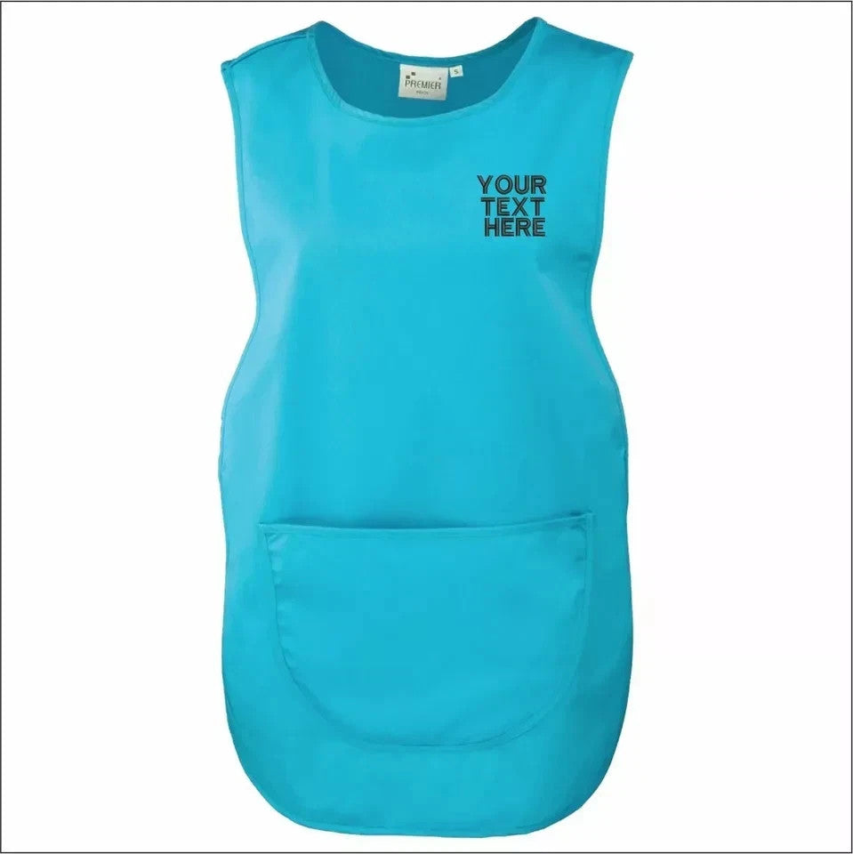 Personalised TABARD Work Wear Embroidered Company TEXT Cleaning Apron Turquoise