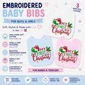 My First Christmas Baby Bib EMBROIDERED Baby Bib