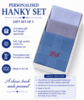 Personalised Handkerchief Embroidered Name 100% Cotton Blue Hankys 40cm