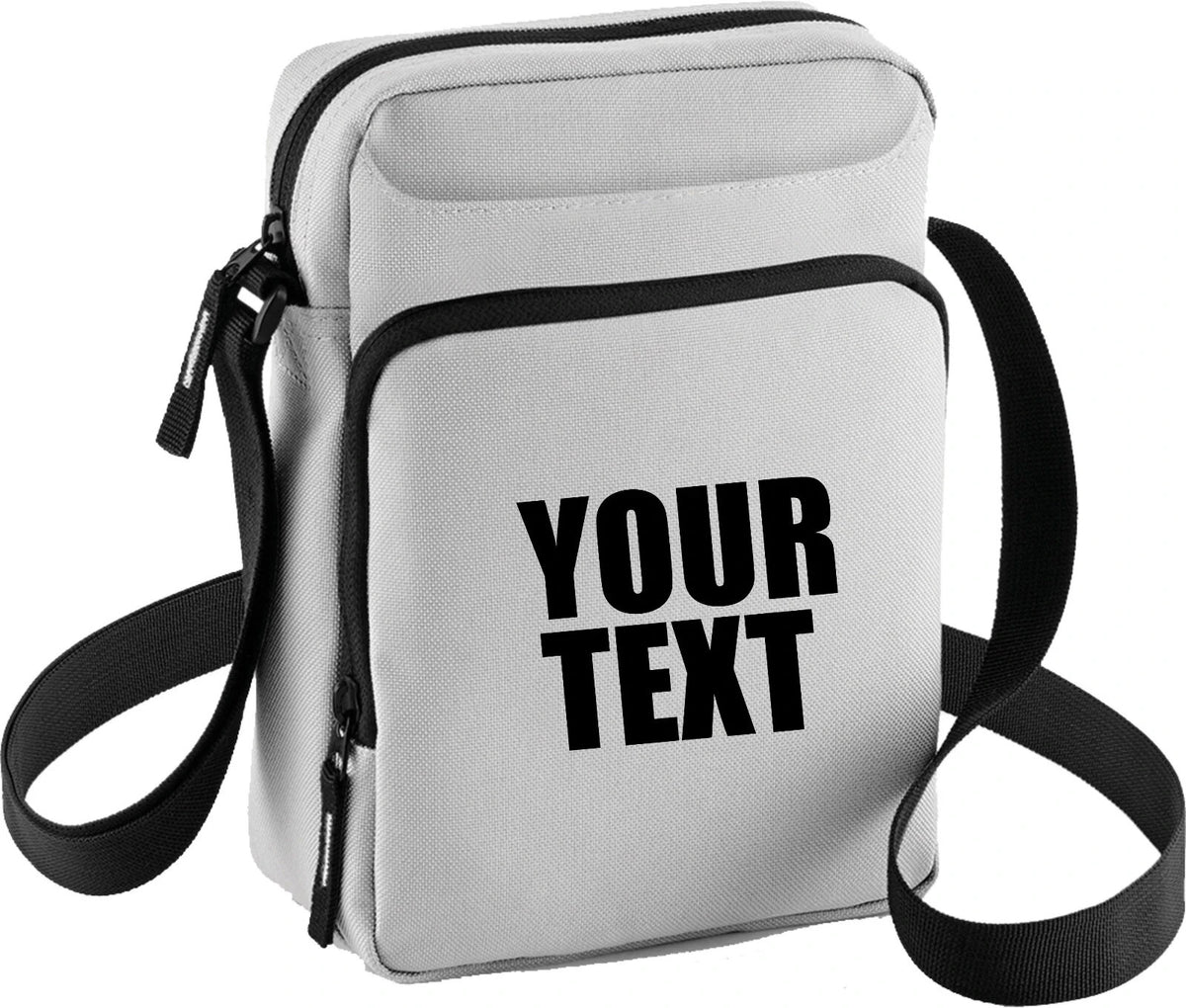 Personalised Your Text Body Bag  Shoulder Strap Zip Man Bag