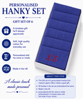 Personalised Handkerchiefs Embroidered Name 100% Cotton 6 Dark Blue Hankys 40cm