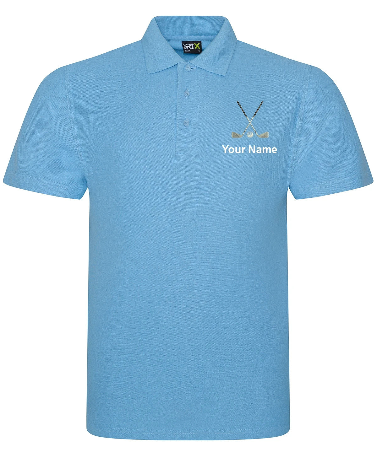 Personalised Golf Polo Shirt embroidered with golf clubs and name or initials