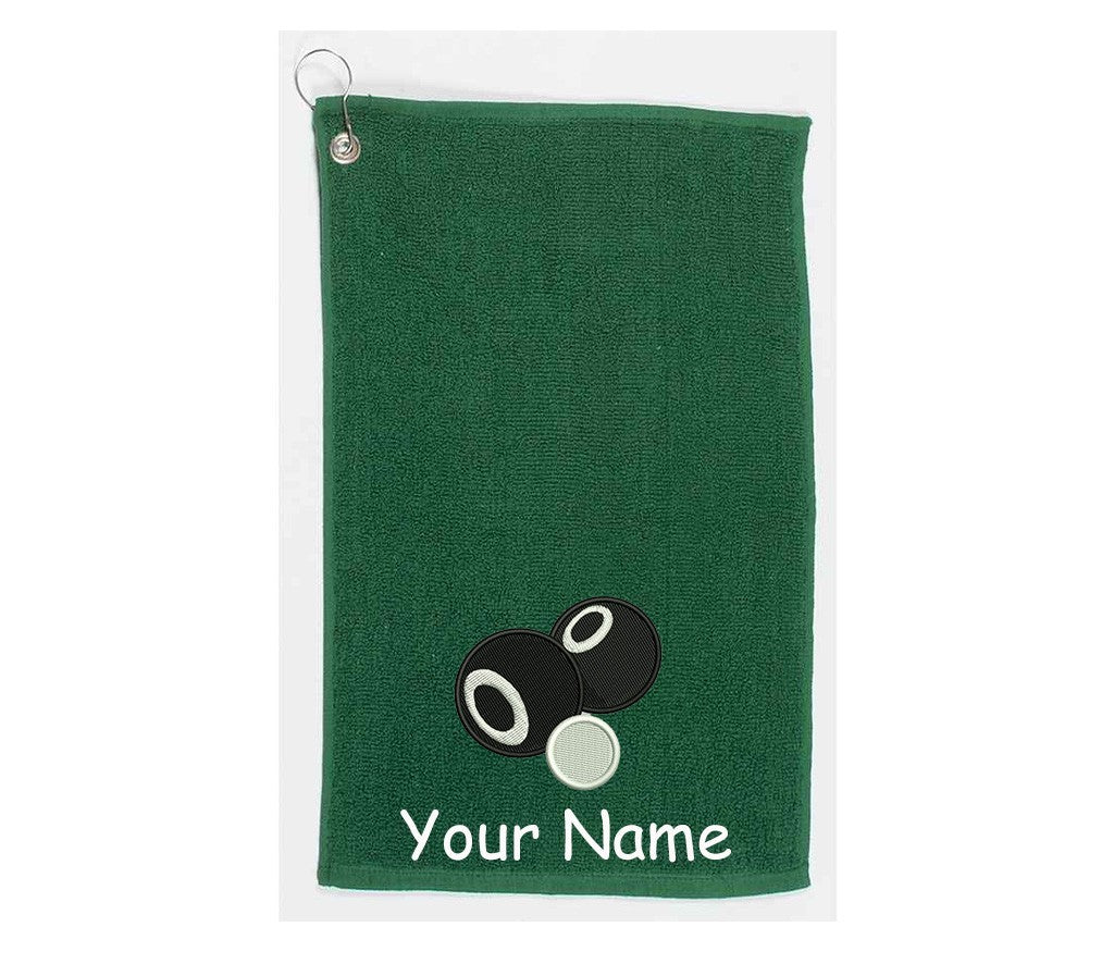 Personalised Embroidered Lawn BOWLING towel Choice of Colours