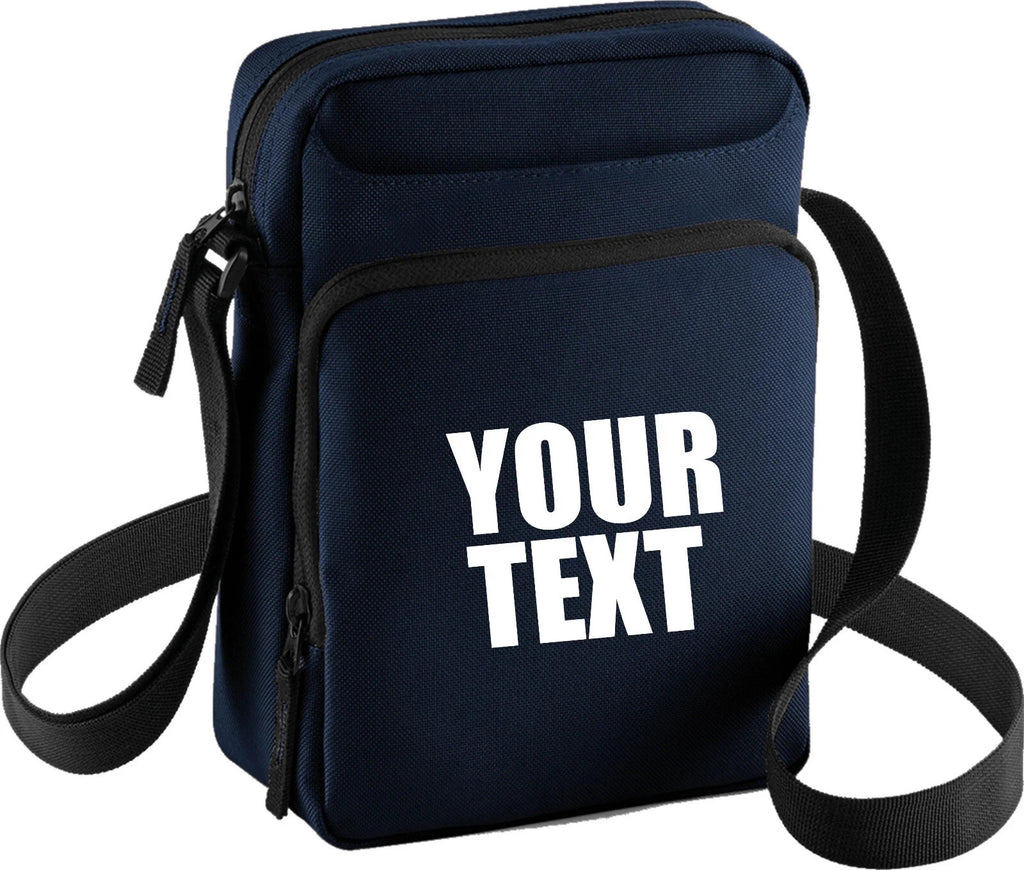 Personalised Your Text Body Bag  Shoulder Strap Zip Man Bag