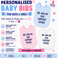 Me And My Dad Support SPURS Baby Bib choice of colours Baby Feeding Bib FOOTBALL
