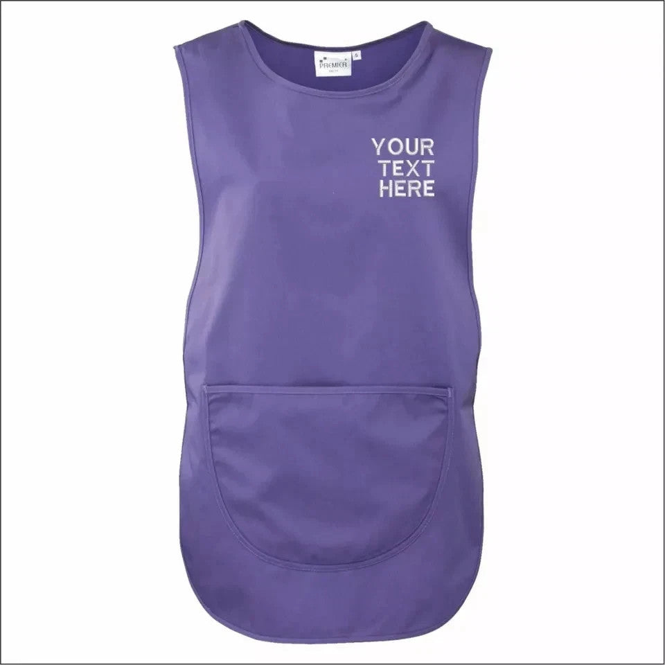 Personalised TABARD Work Wear Embroidered Company TEXT Cleaning Apron PURPLE