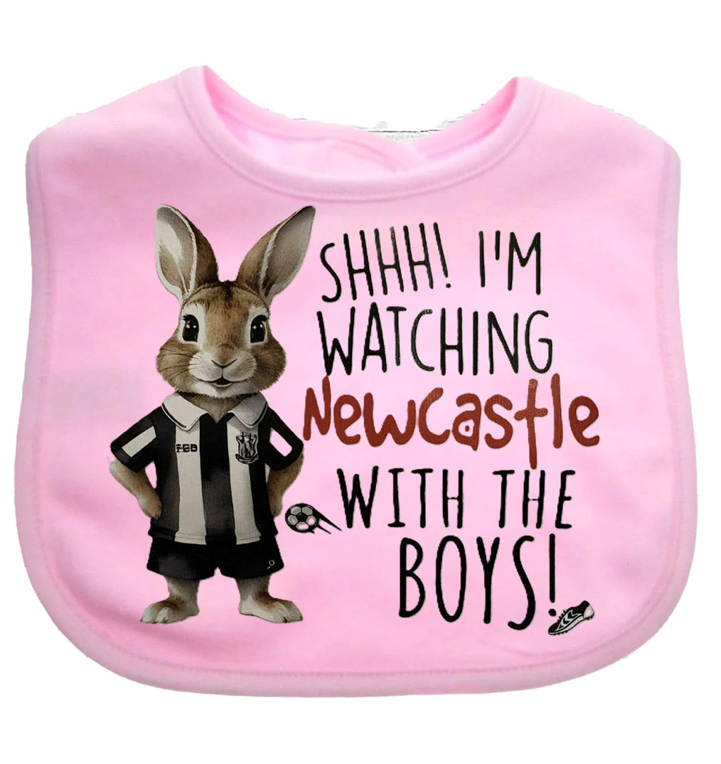 SHHH im watching newcastle with the boys Baby Bib choice of colours