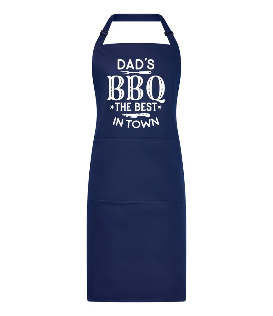 Dads BBQ Apron Novelty BBQ with 2 Pockets Black Apron Dads BBQ The Best In Town