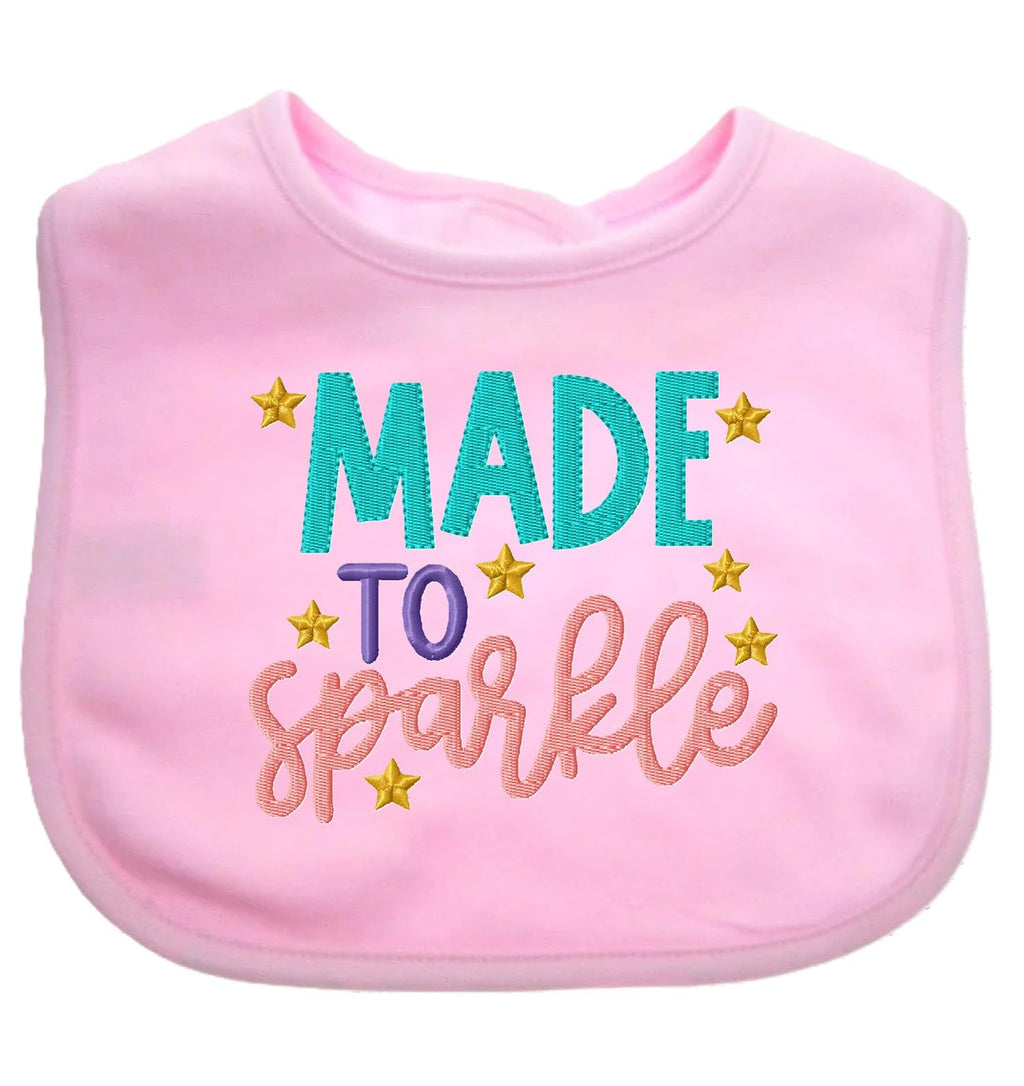 Funny Baby Bib Made To Sparkle Boy Girl Gift EMBROIDERED BABY BIB