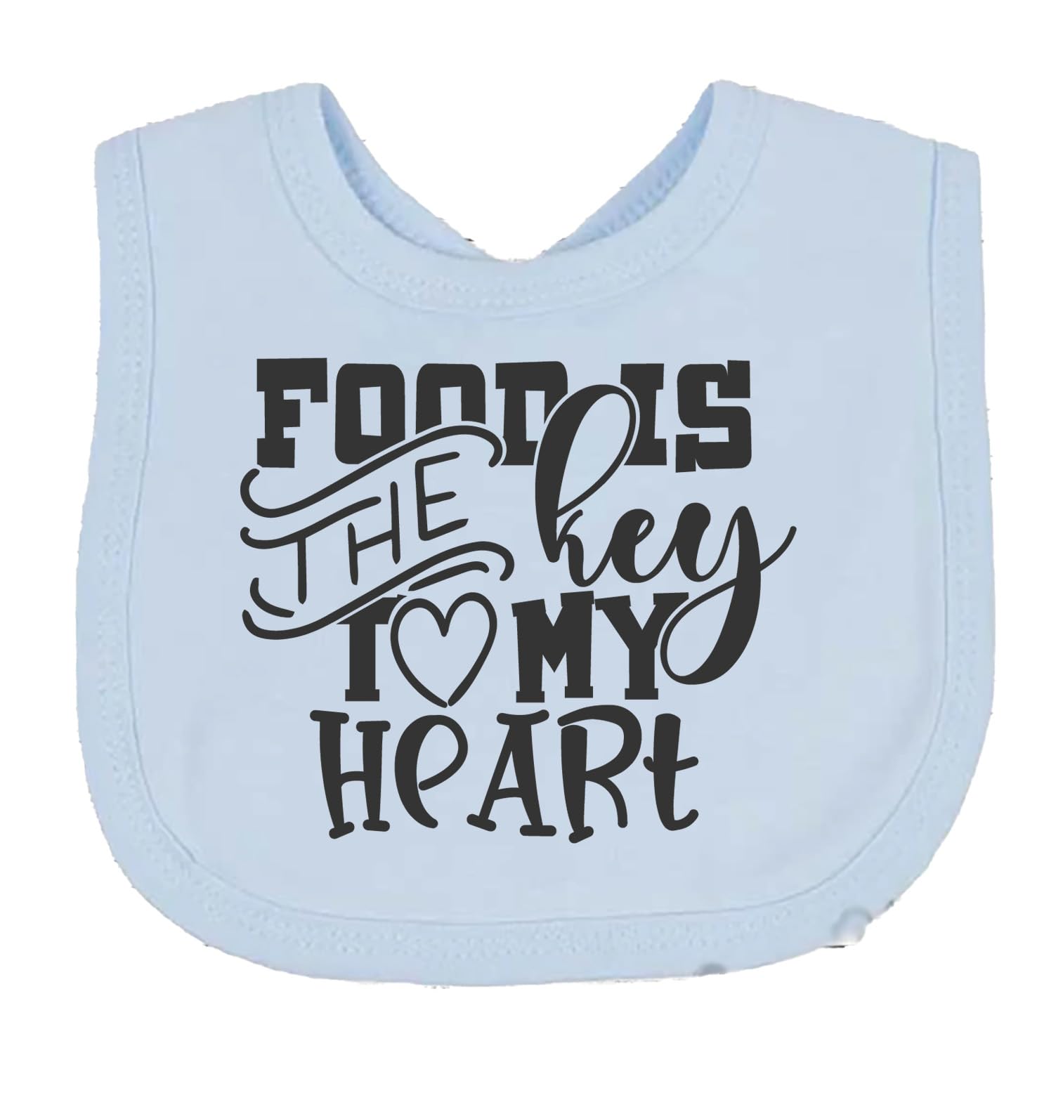 Food Is The Key To My Heart Baby Bib choice of colours