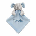 Personalised Baby Soft Touch Elephant Comforter Blanket, Security Blankie, Blue Pink White Embroidered with a name of your choice