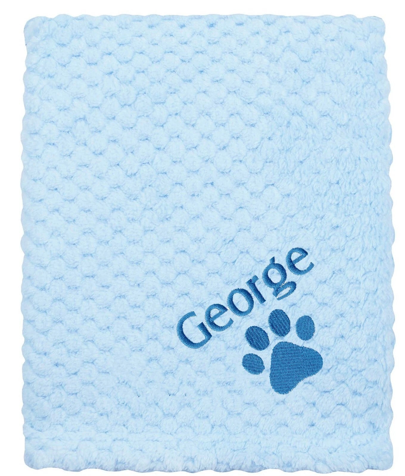 Personalised Dog Cat Pet Blanket Kitten Puppy Name Bed Throw Blue