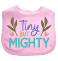 Funny Baby Bib Tiny But MIGHTY Boy Girl Gift EMBROIDERED BABY BIB