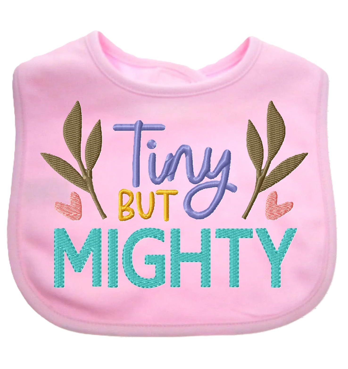Funny Baby Bib Tiny But MIGHTY Boy Girl Gift EMBROIDERED BABY BIB