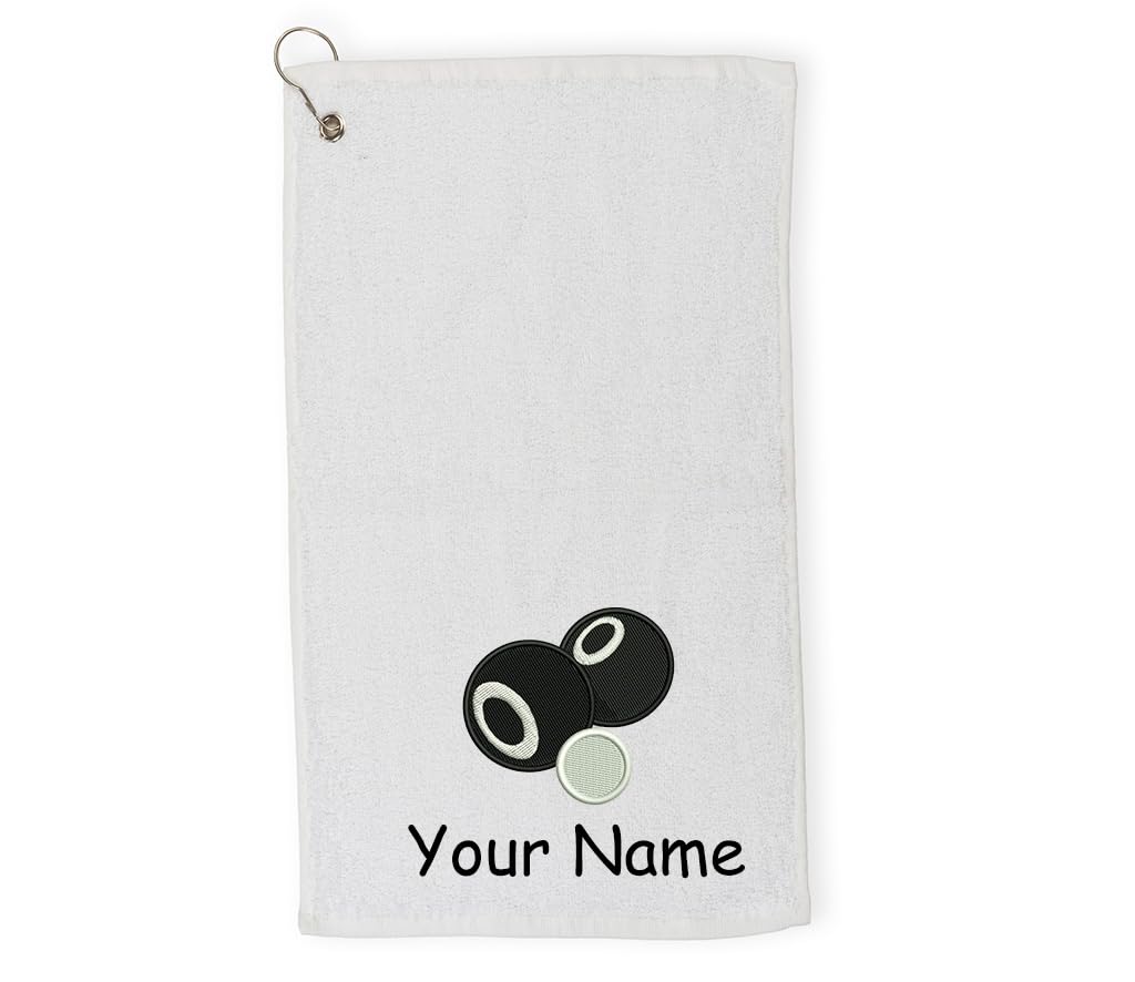 Personalised Lawn Bowls Towel – Embroidery and Clip 100% Ringspun Cotton Lawn Bowls Accessories - Lawn Bowls Gift - Christmas Lawn Bowls Gift.