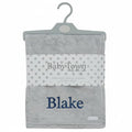 Personalised Embossed moon stars blanket Baby Blanket, Soft Fleece, Grey, 75 x 90cm, Newborn to Toddler Personalised with a name of your choice.