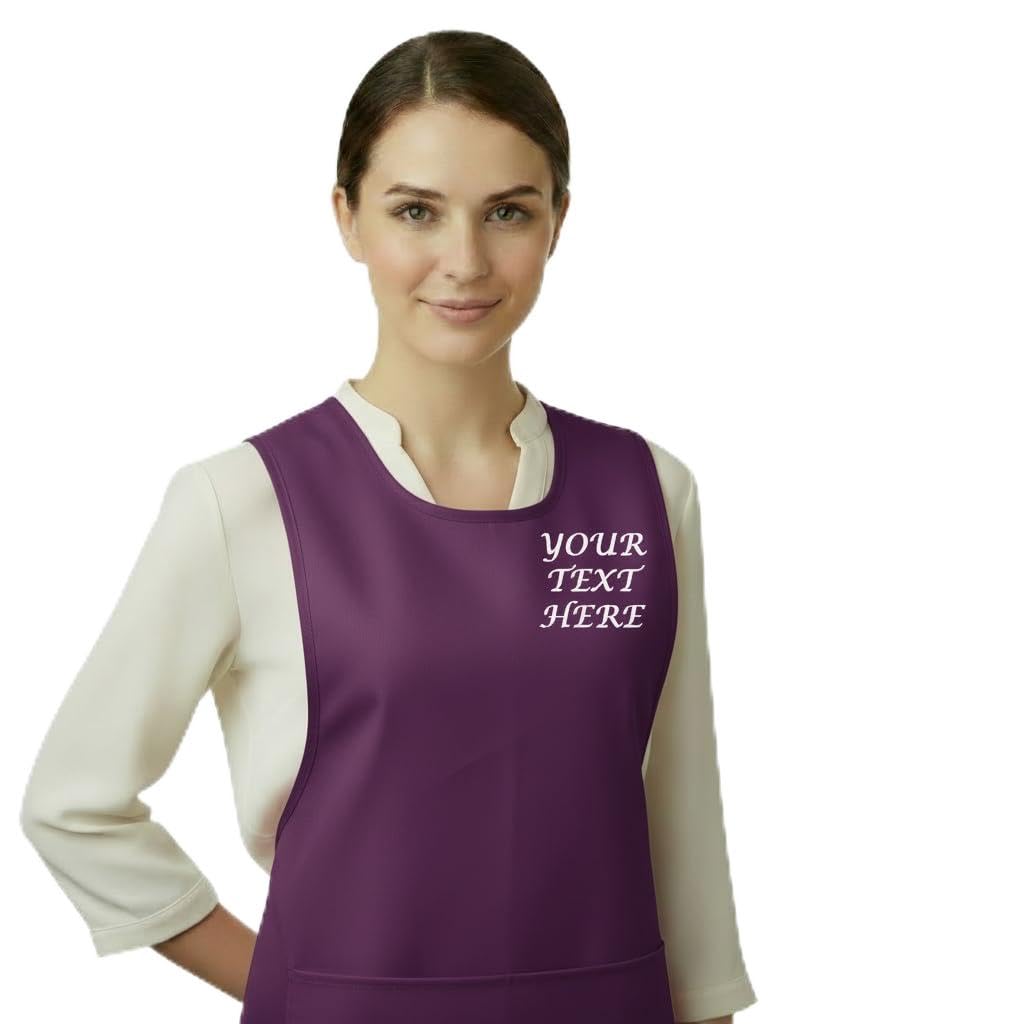 Personalised Custom Embroidered Ladies Pocket Tabard Workwear Bar Cleaning Apron Choice of colours