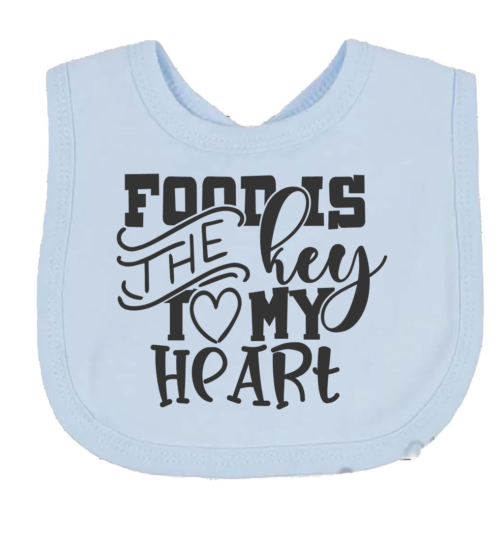 Food Is The Key To My Heart Baby Bib choice of colours