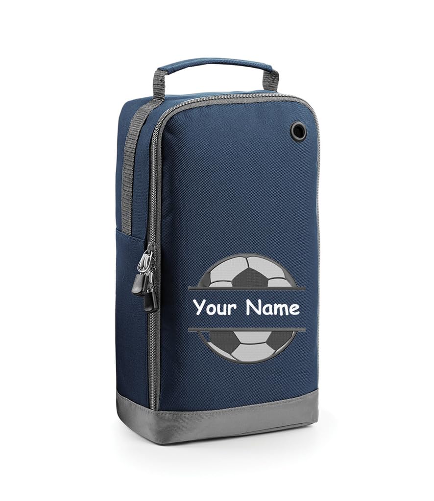 Personalised Football Boot Bag with Name - Footballer Gift Shoe Sports Bag with Foot Ball Design .Choice of Colours
